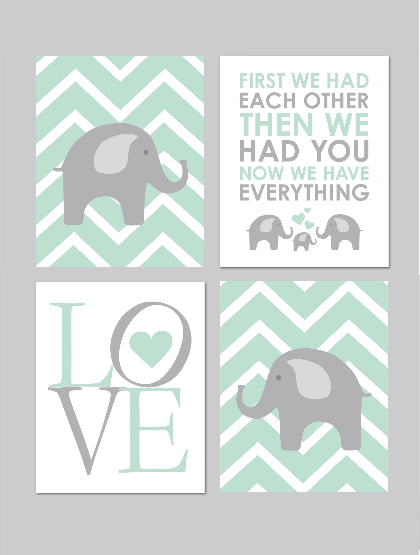 Mint and Grey Nursery Elephant Nursery First We Had Each | Etsy