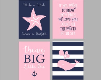 50% OFF. Baby Girl Nursery decor, Navy pink Nautical Nursery Art, Girl Nursery Bedroom Decor Bedding, Navy Pink Bedding, Instant Download