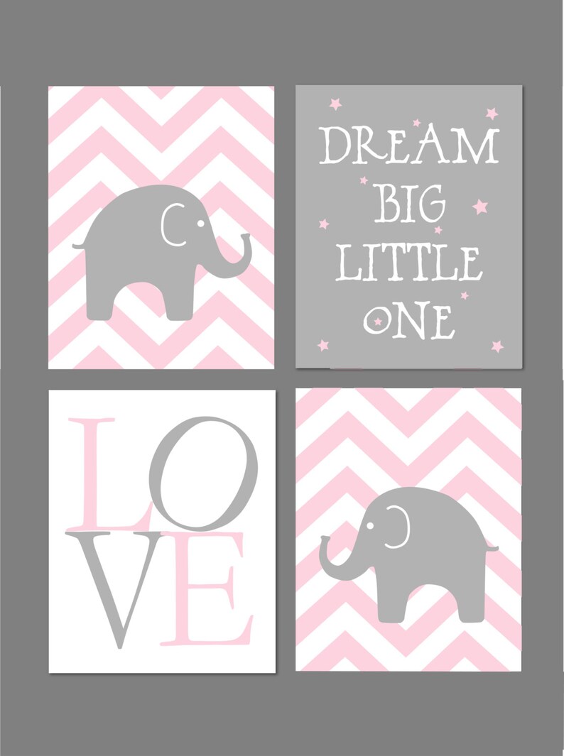 Pink and Grey Nursery Elephant Nursery Dream Big Little One Etsy