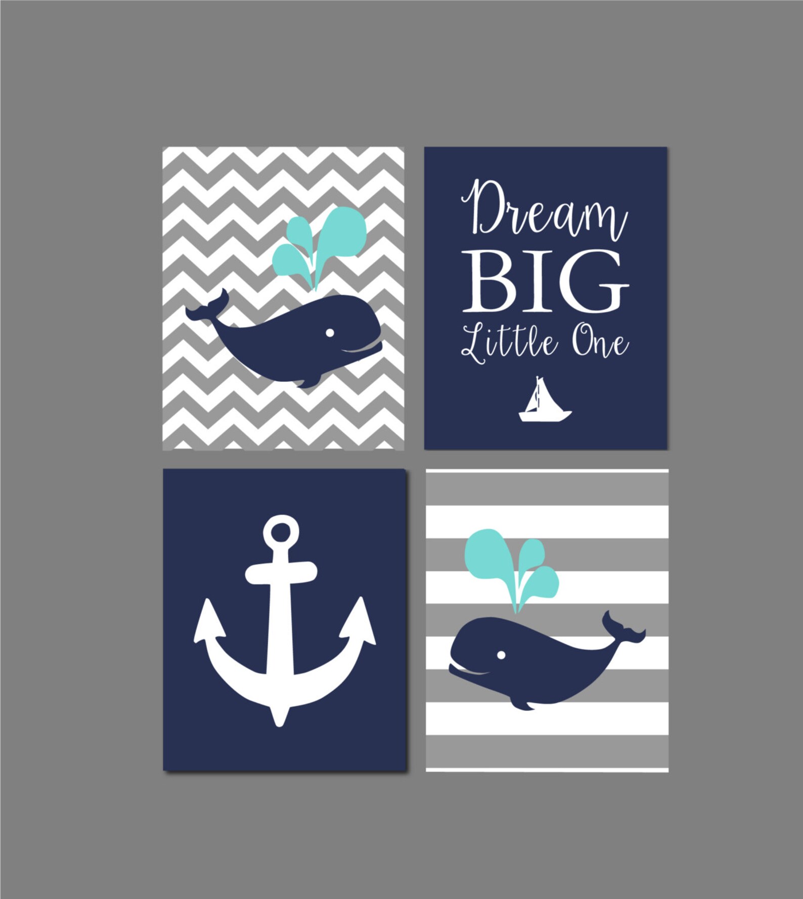 Nursery Decor Whale Nursery Art Print Baby Shower Gift Gray Etsy