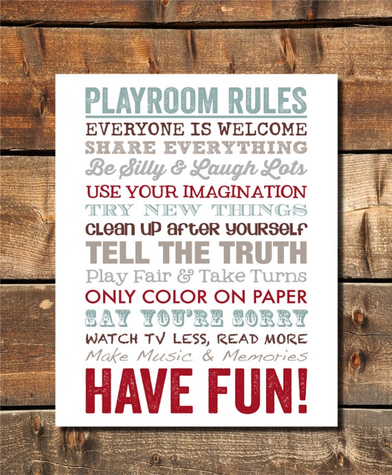 Playroom Rules Wall Art Decor Signs Printable For Preschool Instant