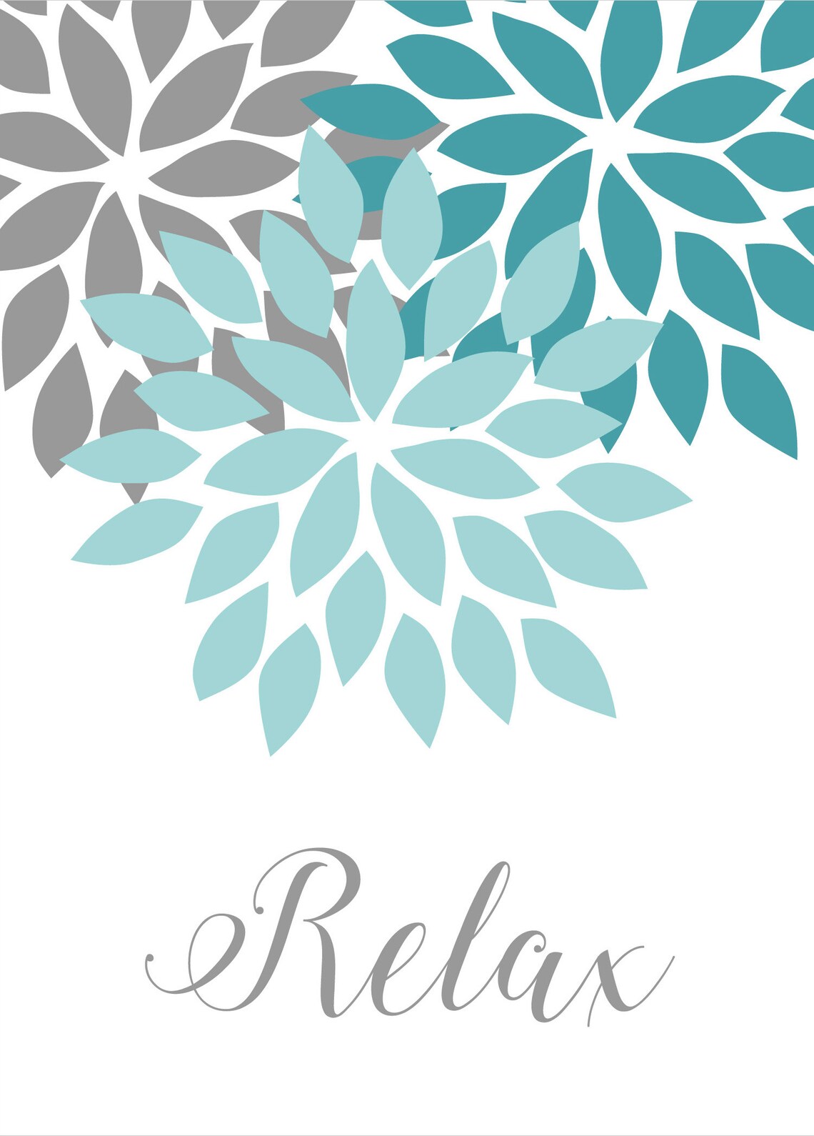 Teal Gray Bathroom Wall Art Bathroom Wall Decor Relax Soak Etsy