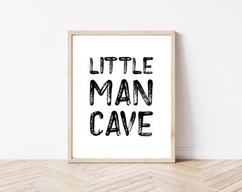 DIGITAL DOWNLOAD • Little Man Cave Sign • Nursery Decor Boho Boy • Boys Room Decor • Boho Neutral Minimal Print • Nursery Wall Art Printable