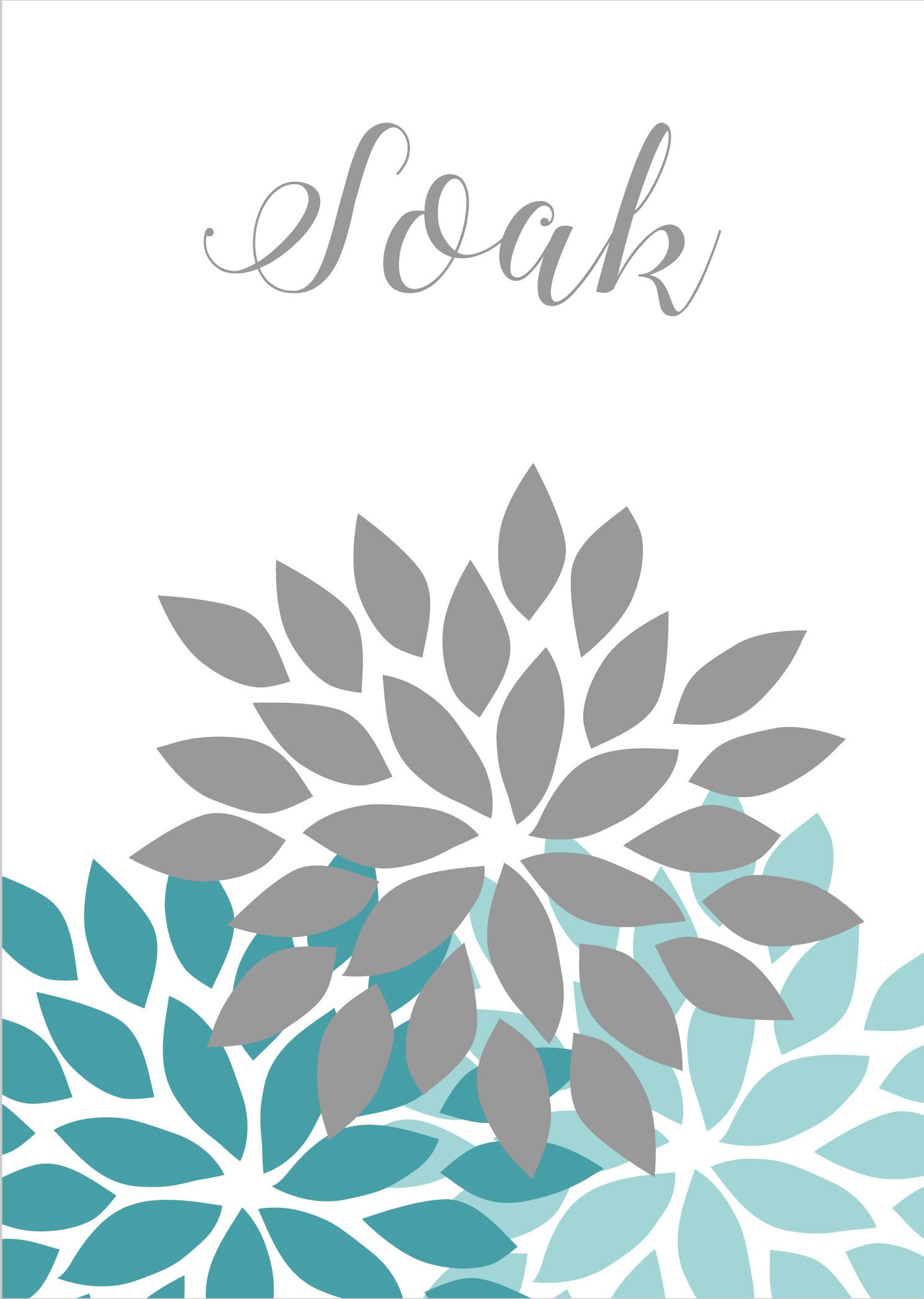 Teal Gray Bathroom Wall Art Bathroom Wall Decor Relax Soak Etsy