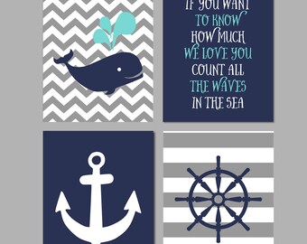 Baby Boy Nautical Nursery, If You Want to Know How Much I Love You, Whale Nursery, Nautical Nursery Decor, Nautical Nursery, Ship Wheel 8x10