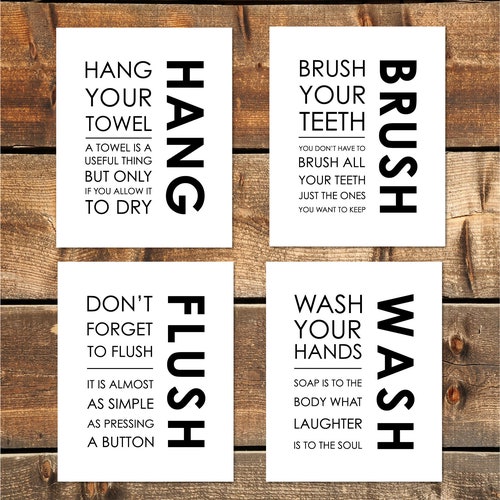 Bathroom Wall Art Black White Printable Minimalist Bathroom - Etsy
