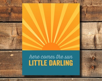 The Beatles Here Comes the Sun/retro Kitchen Wall Art/nursery - Etsy