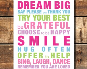 Girls Bathroom Wall Art Kids Bathroom Decor Playroom Art Playroom Rules Printable Bathroom Decor Print INSTANT DOWNLOAD