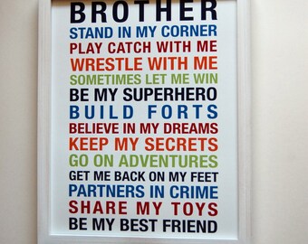 Superhero Brother, Boys Room Decor, Brothers Print, Big Brother Gift Brothers Printable Big Brother Gift INSTANT DOWNLOAD PRINTABLE