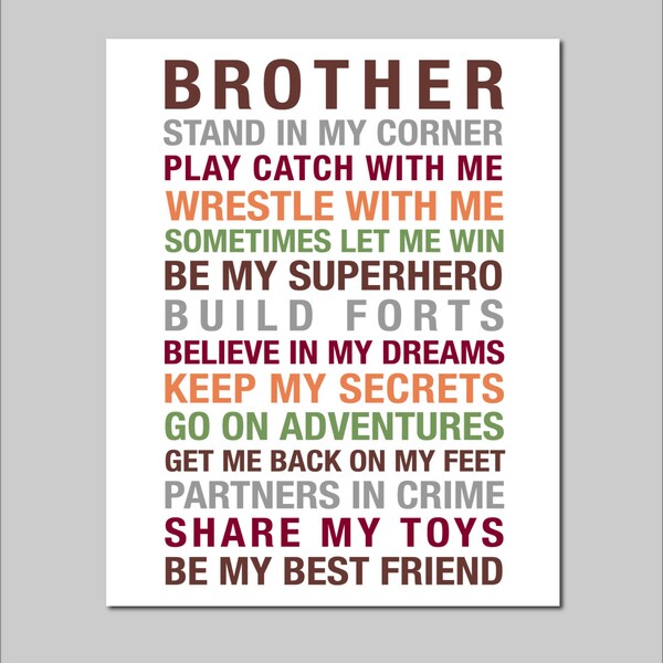 Brothers Wall Art Printable Boys Room Decor Print Big Brother Gift Brothers Printable Big Brother Gift INSTANT DOWNLOAD PRINTABLE