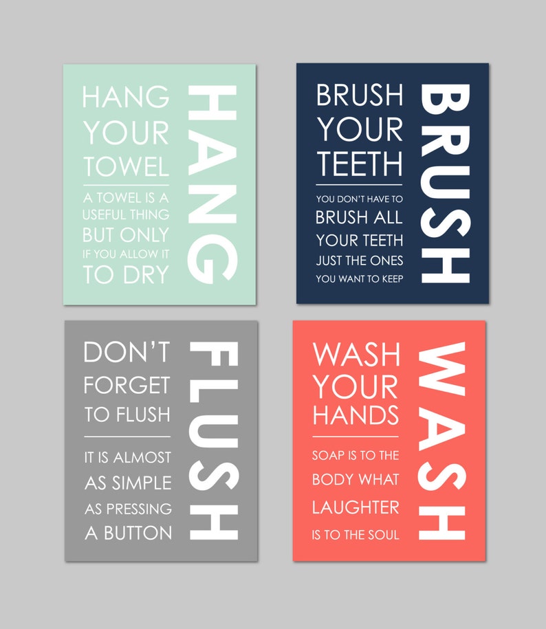 Funny Bathroom Wall Art Kids Bathroom Decor Bathroom Wall Etsy