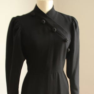 Vintage Women&#39;s Oscar de la Renta Calvary Style Black Midi Dress 80s Designer Boutique Dress Size 10