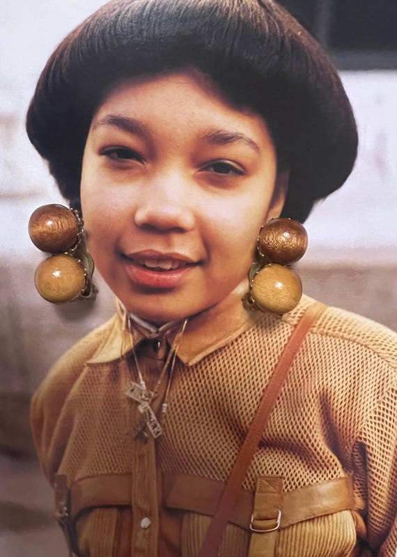 Vintage Wood Ball  Drop Earrings 70s Afro-Boho Clip-on