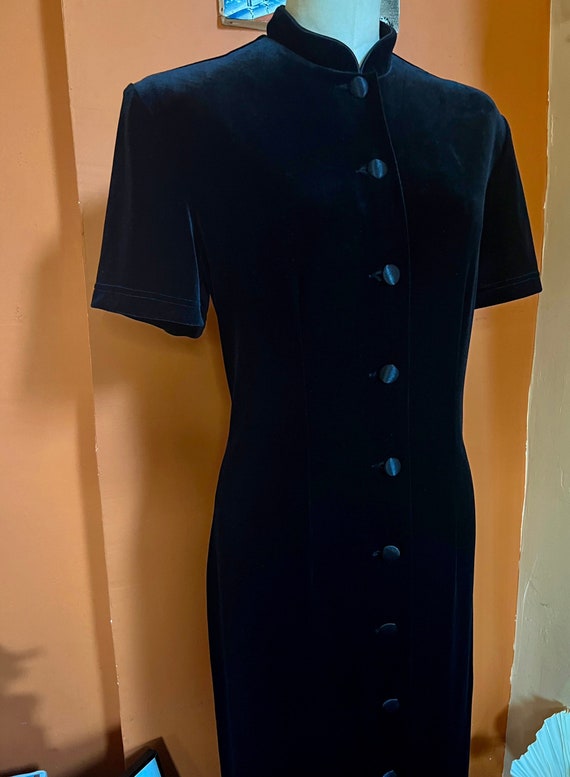 Vintage Velvet Black Long Dress 90s Women Black S… - image 1