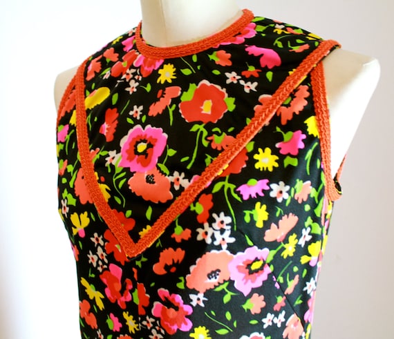 Vintage Floral Print Retro Hostess Dress Vintage Muumuu Lounge Maxi Boho Dress