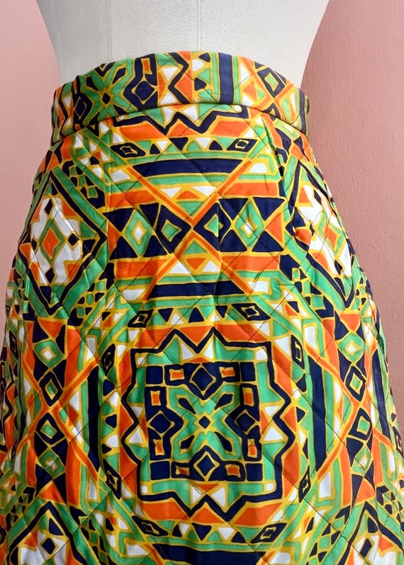 Vintage Quilted Geometric Boho Maxi Skirt by Byer