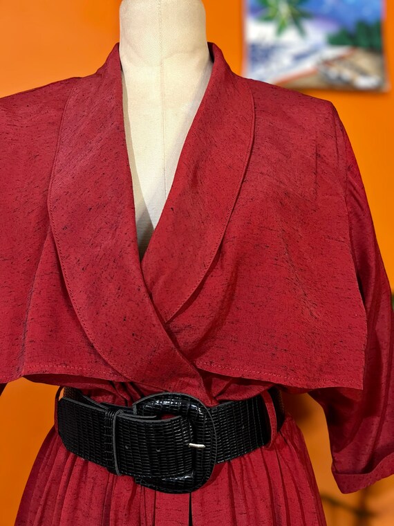 Vintage Women's Nina Piccalino Red  A-Line Dress 80s Designer Boutique Dress Size 6