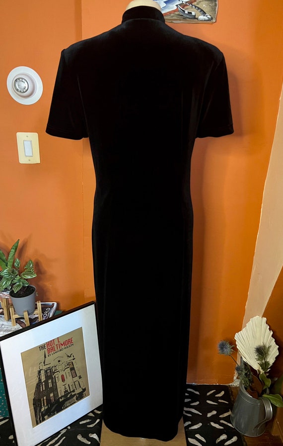 Vintage Velvet Black Long Dress 90s Women Black S… - image 6