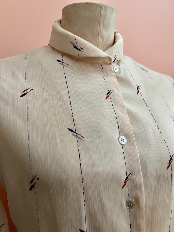 Vintage Halston VI Ivory 70s 80s Designer Minimalist Blouse