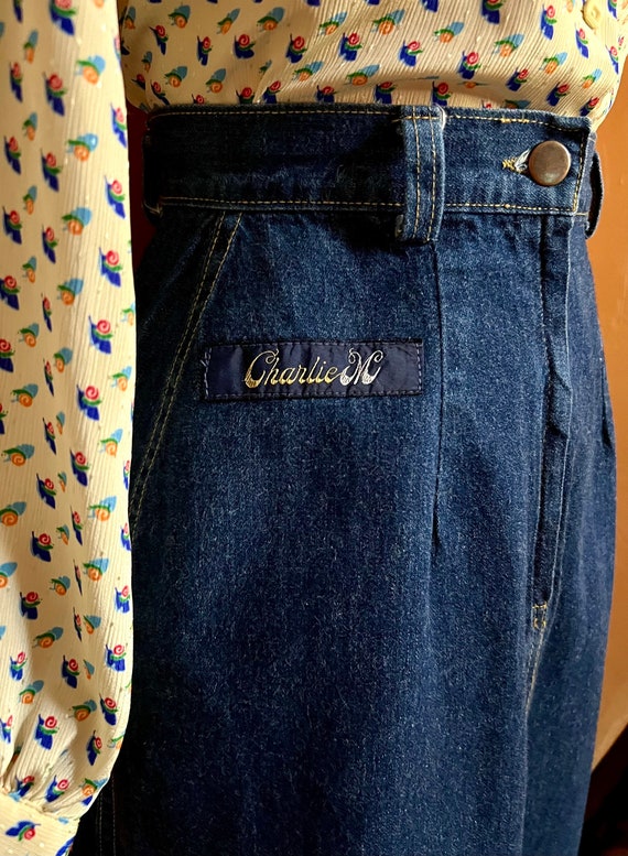 Vintage Denim Midi Cowgirl High Waist Skirt