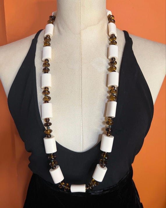 Vintage Glass Cylinder Beaded Boho Necklace