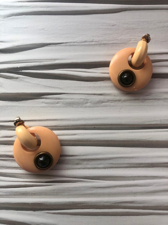 Vintage Bakelite Door Knocker Hoop Clip-On Earrings