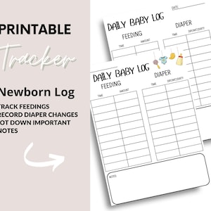 Newborn Tracker, Baby Feeding Log, Diaper Tracker,  Record Babies Wet Diapers, Keep Track of Baby Bottles, Digital File, Newborn Schedule