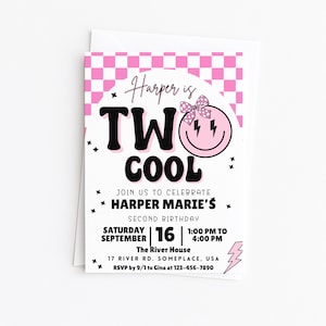 Zaproszenie na urodziny dla dwóch fajnych dziewczyn | Różowe zaproszenie na drugie urodziny dla dwóch fajnych dziewczyn | Pobieranie cyfrowe | Zaproszenie na drugie urodziny | Impreza dla dwóch fajnych dziewczyn