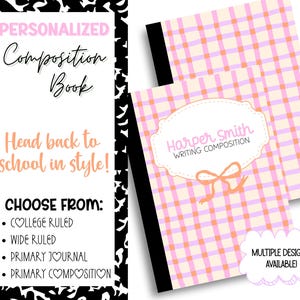 Custom Composition Notebook | Personalized School Supply Label | Back to School Notebook | Create Your Own Notebook