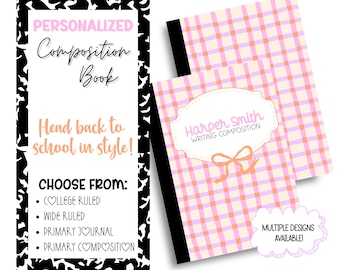 Custom Composition Notebook Cover Sticker | Personalized School Supply Label | Back to School Notebook Cover