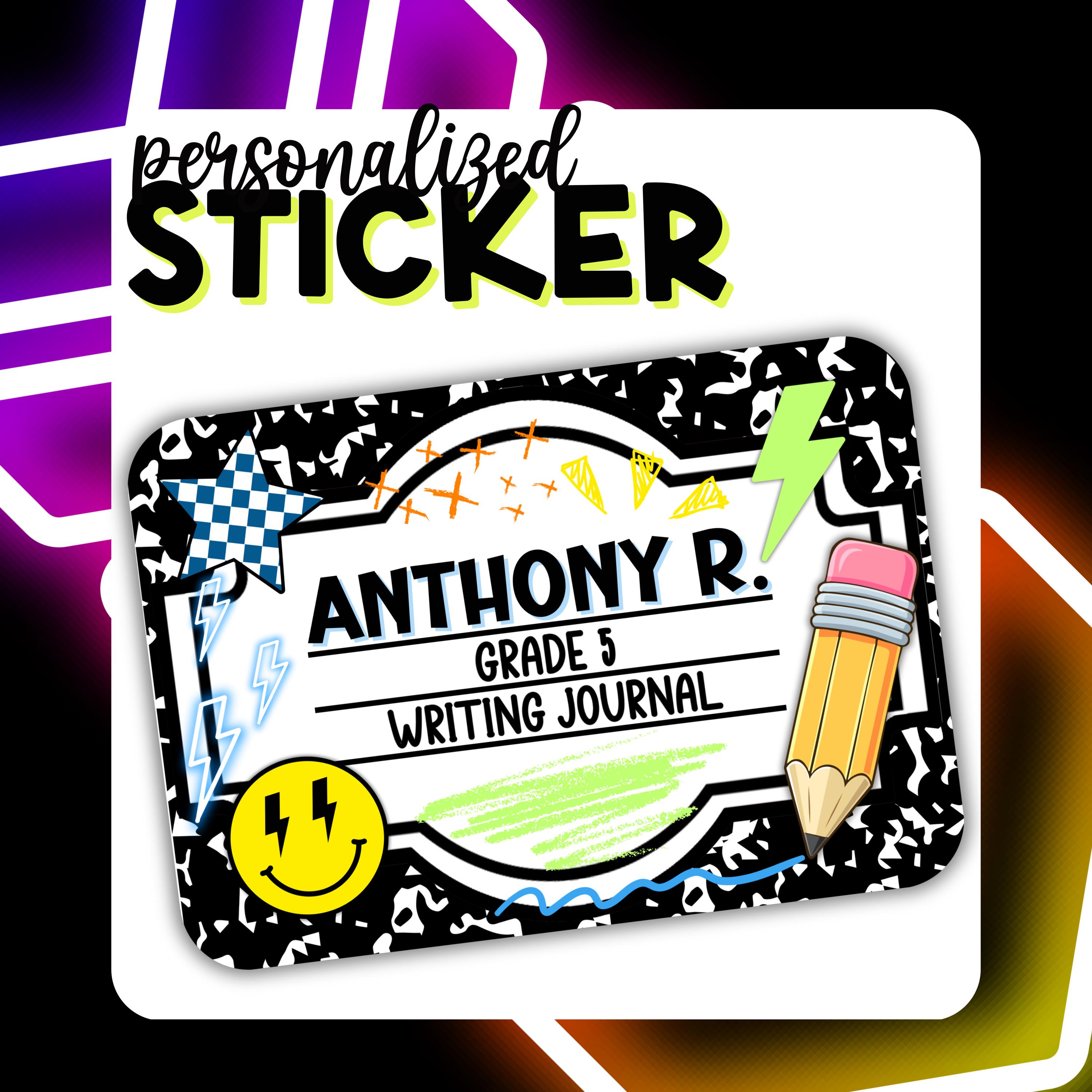 Personalized Notebook Sticker: Custom Name Label for School - Etsy