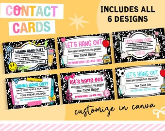 Contactkaarten voor kinderen | Contactkaarten voor school | Visitekaartjes voor kinderen | Playdate-kaart voor kinderen | Compositieboek | Schoolvisitekaartjes