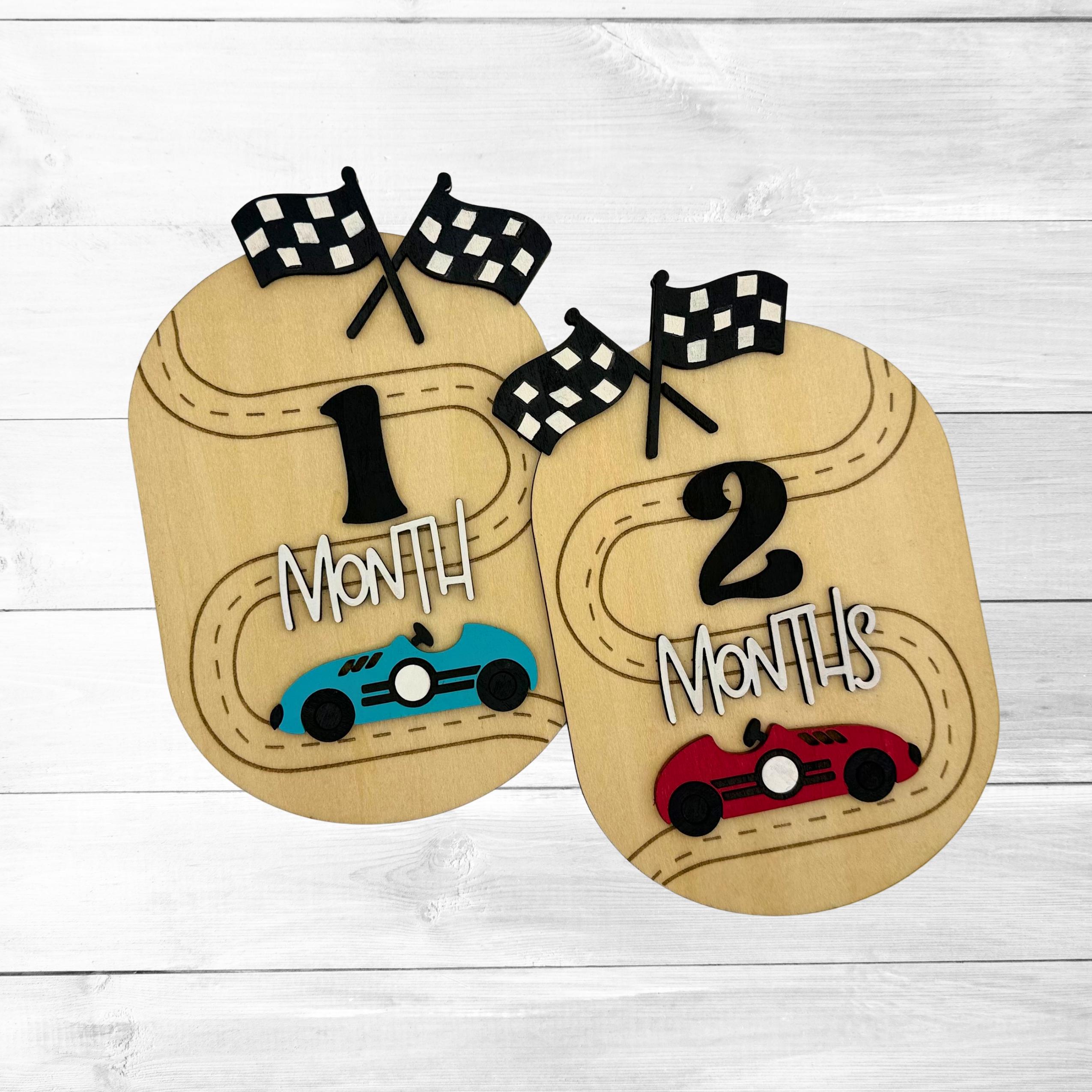 Race Car Baby Monthly Milestones – Photo Prop Set for First Year - Baby ...