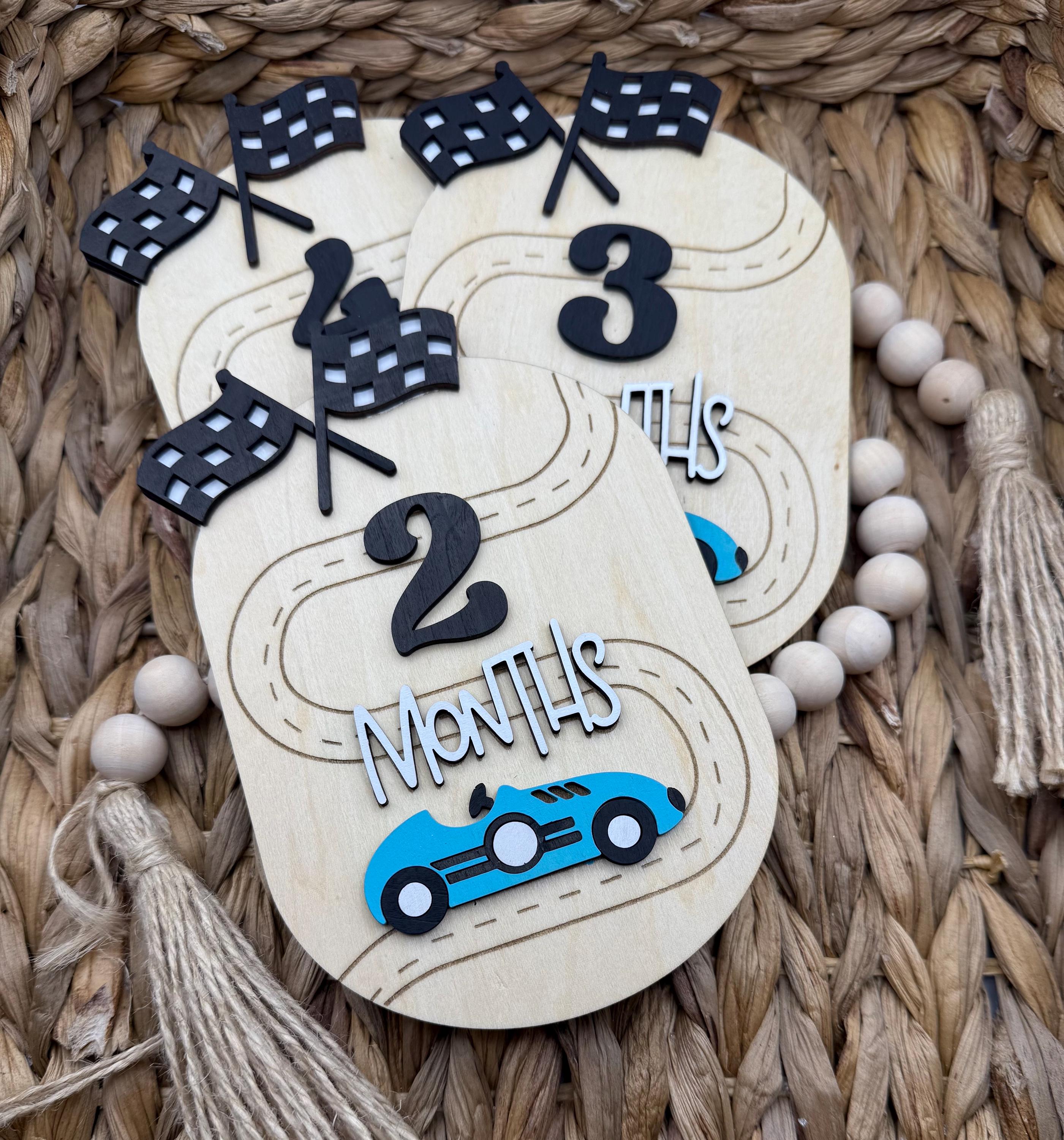 Race Car Baby Monthly Milestones – Photo Prop Set for First Year - Baby ...