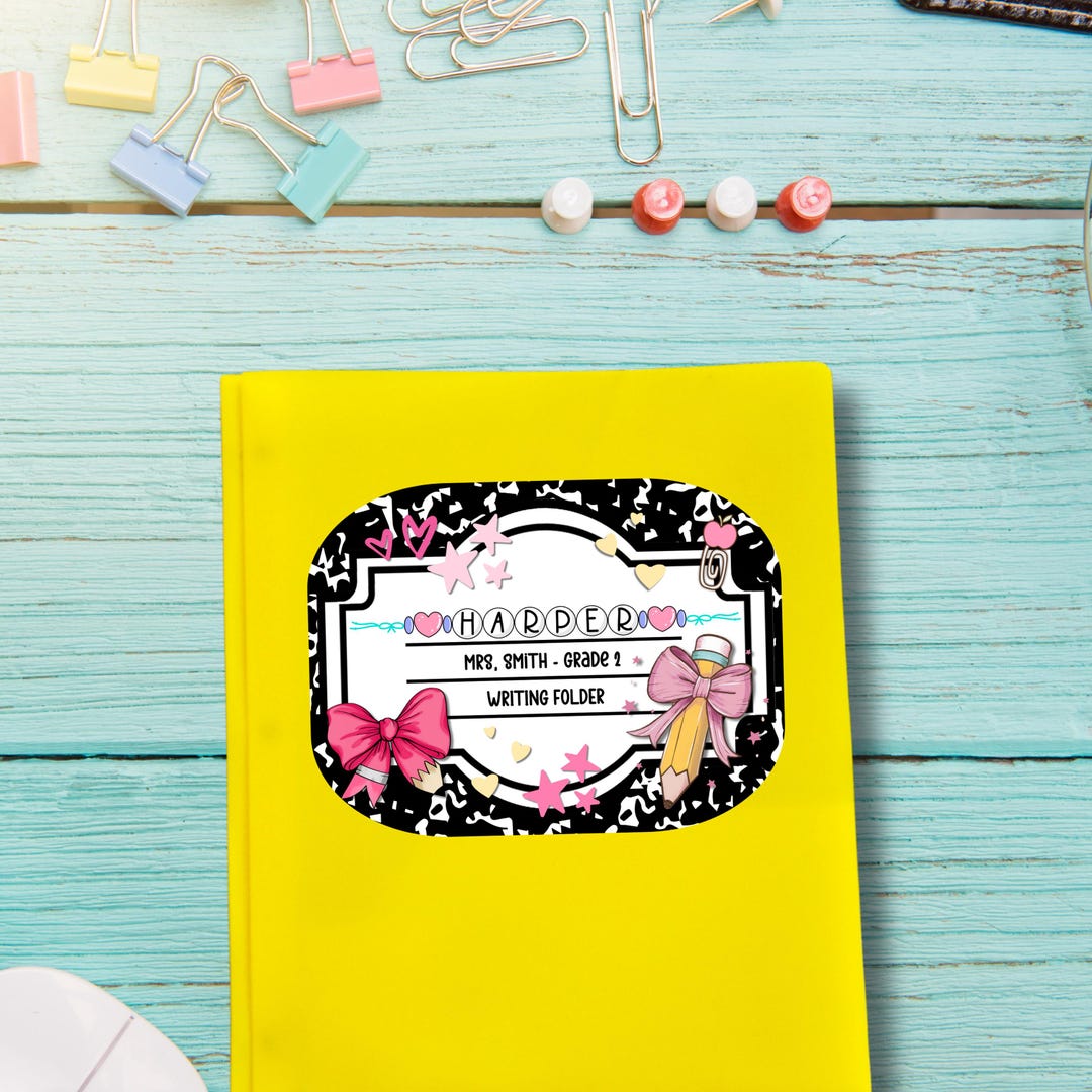 Custom School Folder Sticker | Personalized Name Label | Glossy Binder ...