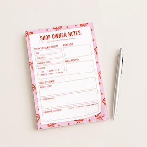 Shop Owner Notepad, Small Business Planner Pad, Etsy Seller Tracker, Daily Sales Log, Business Notes, Productivity Planner
