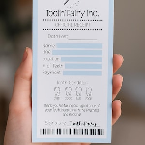 Printable Tooth Fairy Receipt & Certificate: Lost Tooth Keepsake (Digital Download)