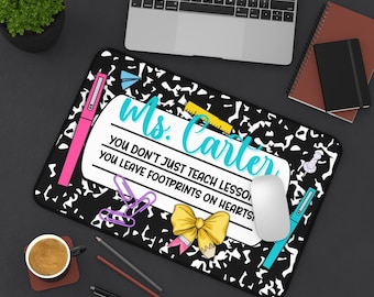 Personalized Teacher Desk Mat: Inspirational Quote, Classroom Decor