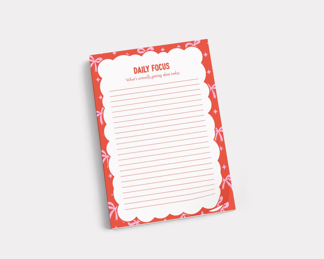 Daily Focus Notepad, to Do List Notepad, Productivity Planner Pad, Cute ...