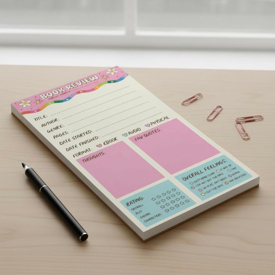 Book Review Notepad Tear off Pad | Reading Journal Page | Booktok ...