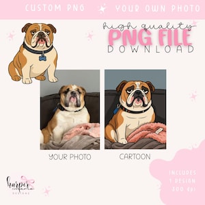 Custom Pet Cartoon, Turn Your Pet Photo into a Cartoon PNG, Dog or Cat Drawing, Personalized Pet Portrait, Digital Pet Art, Pet Cartoon Imag