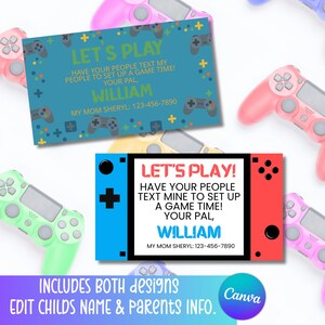 Modello di scheda "Giochiamo" / Scheda di gioco modificabile per bambini / Modello Canva / Scheda amico videoludico
