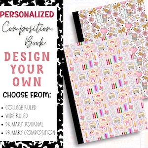 Custom Composition Notebook | Personalized School Supply Label | Back to School Notebook | Create Your Own Notebook | Sticker Set
