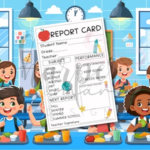 Pretend Play Report Card, digitaler Download für Kinder Rollenspiel, Imagination Lehrer Spiel PDF, Montessori, Homeschool, printable