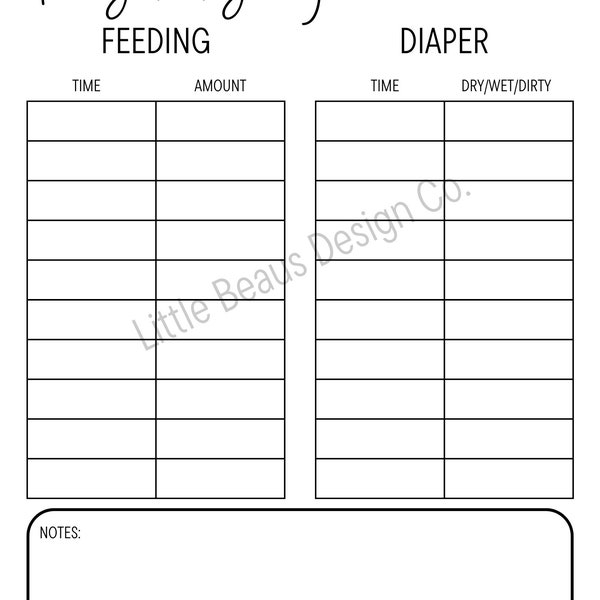 Daily Baby Log Tracker Feeding and Diaper Download