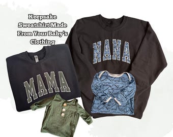 Felpa ricordo personalizzata con vestiti per neonati: regalo MAMA ricamato