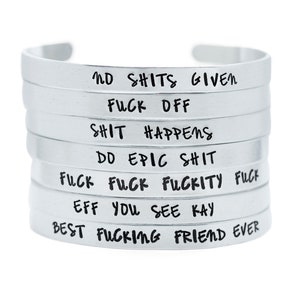 Mature Gifts For Best Friend Birthday Gift, Silver Sarcastic Swear Bracelet, Offensive Jewelry, Funny Sassy Gag Gifts Girlfriend Gifts image 1