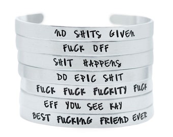 Mature Gifts For Best Friend Birthday Gift, Silver Sarcastic Swear Bracelet, Offensive Jewelry, Funny Sassy Gag Gifts Girlfriend Gifts