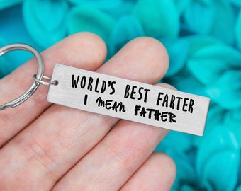 World's Best Farter Father Keychain, Funny Fathers Day Gift From Daughter, Dad Birthday Gift, Funny Gifts For Step Dad Grandpa, Gag Gift