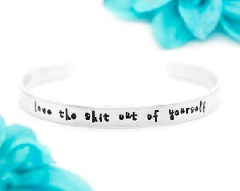 Love The Shit Out Of Yourself Bracelet, Motivational Self Love Care For Best Friends Birthday Gifts, Breakup Grief Encouragement